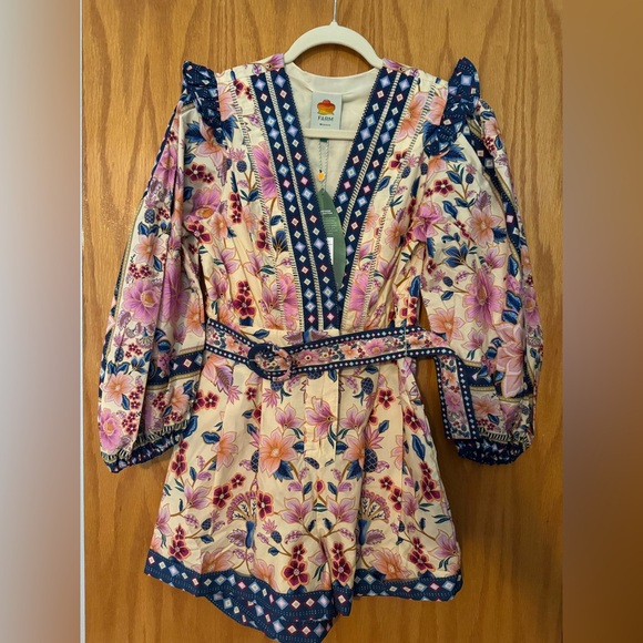 Farm Rio Cream Superbloom Tapestry Organic Cotton Romper - Picture 11 of 11